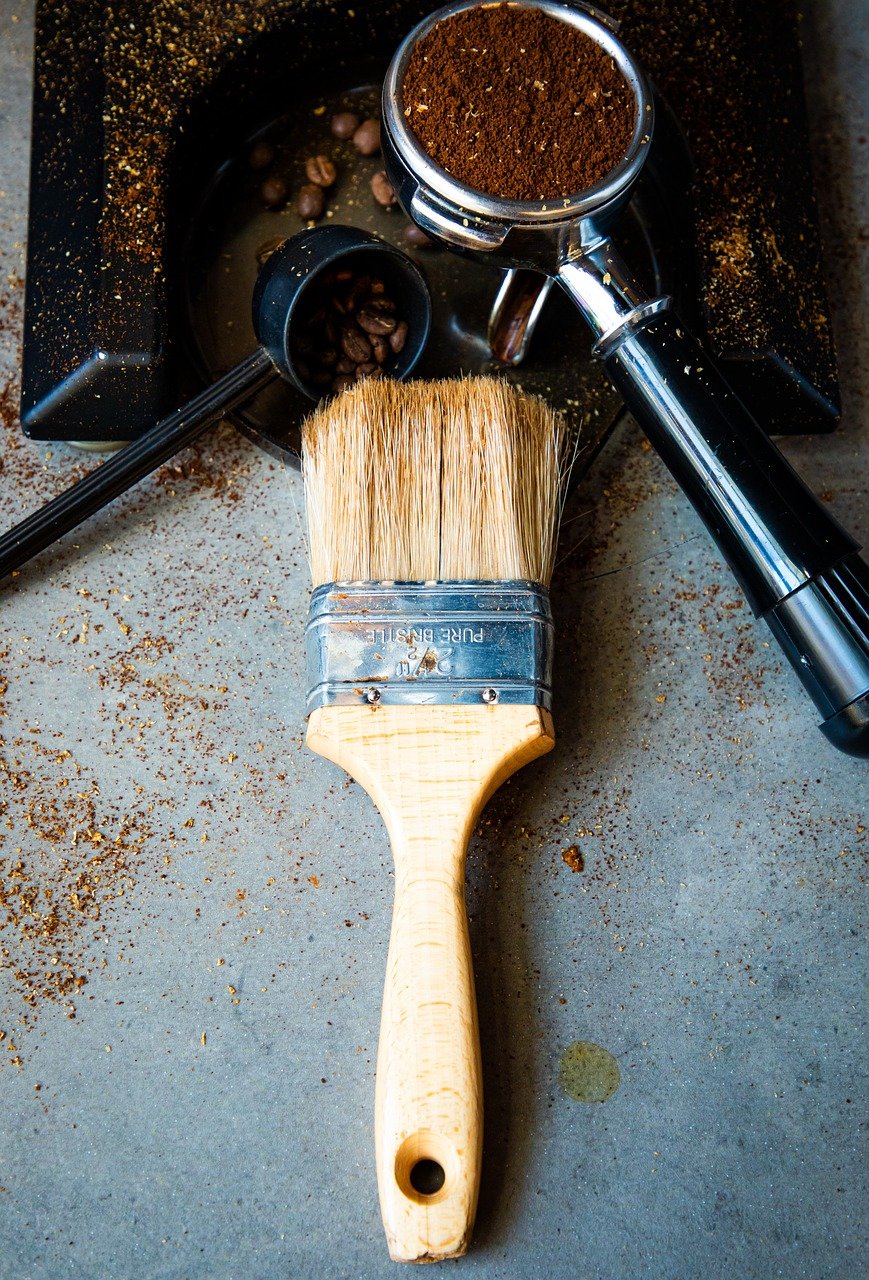 coffee, beans, brush