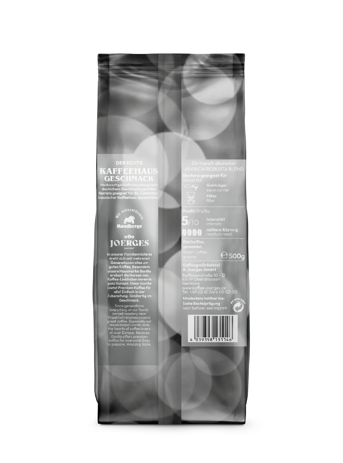 Gorilla Kaffee gemahlen 500g Filterkaffee mit Aromaschutzventil – Bild 2