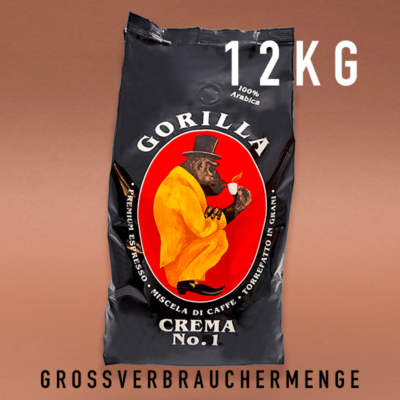 Gorilla Espresso Crema No.1 Arabica 12kg ganze Bohnen für Ihr Büro & Geschäft