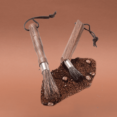 SET Kaffeemühlenbürste + Kaffeemaschinenbürste aus Holz und Naturborsten
