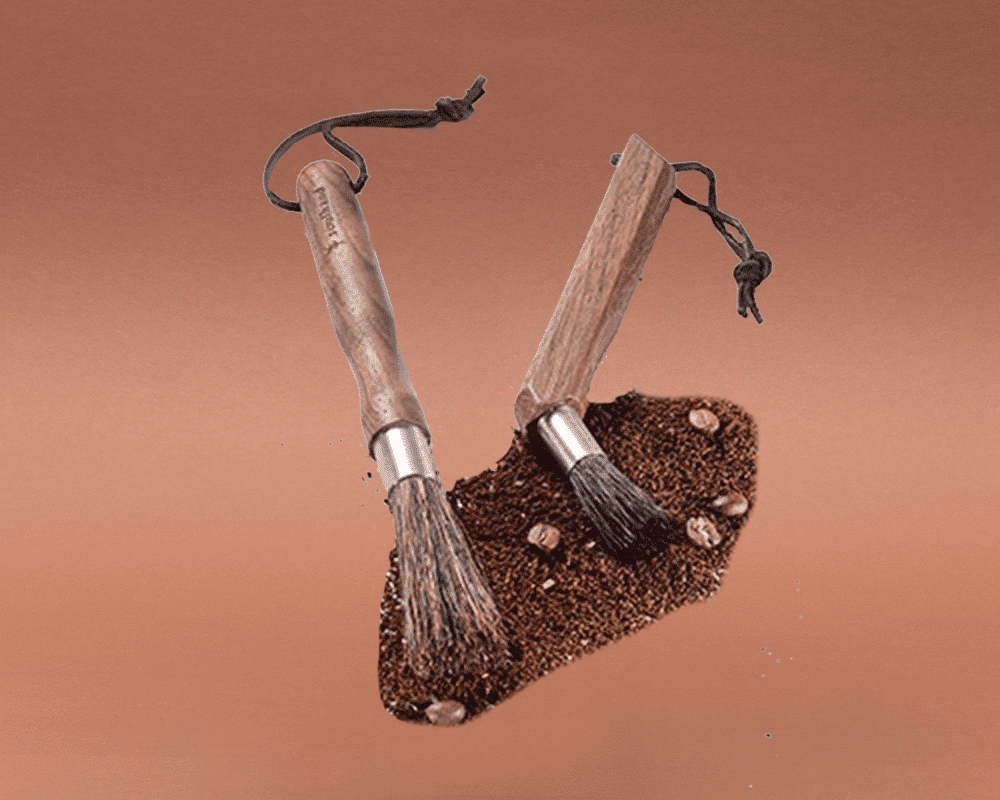 SET Kaffeemühlenbürste + Kaffeemaschinenbürste aus Holz und Naturborsten