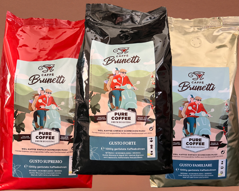 Caffè Brunetti Espresso & Kaffee Delizioso 3kg Probierset ganze Bohnen
