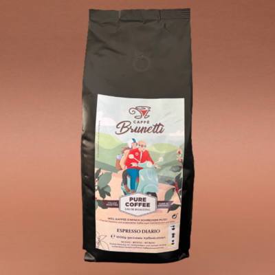 Caffè Brunetti Espresso diario 1kg ganze Bohnen Kaffee für Siebträger und Vollautomaten