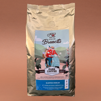 Caffè Brunetti Kaffee DEKAF Entkoffeiniert 1kg ganze Bohnen