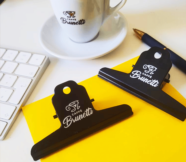 Caffè Brunetti Kaffee Beutel Verschlussklammer Klip 10cm mattschwarz – Bild 2