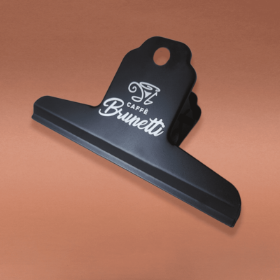 Caff&egrave; Brunetti Kaffee Beutel Verschlussklammer Klip 10cm mattschwarz