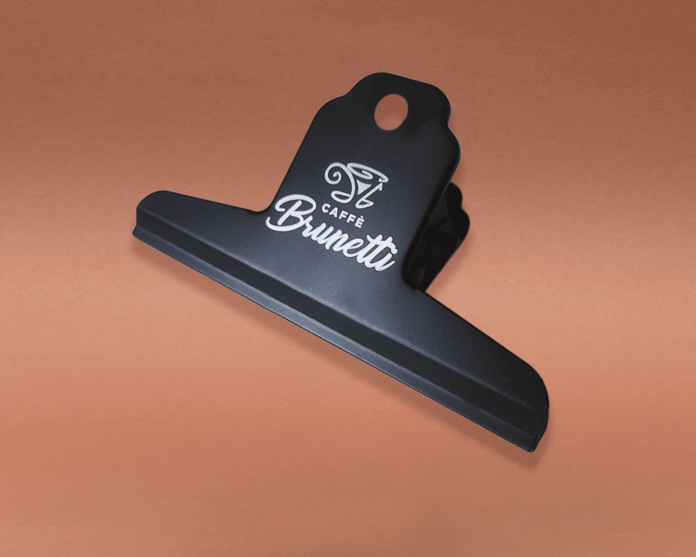 Caffè Brunetti Kaffee Beutel Verschlussklammer Klip 10cm mattschwarz