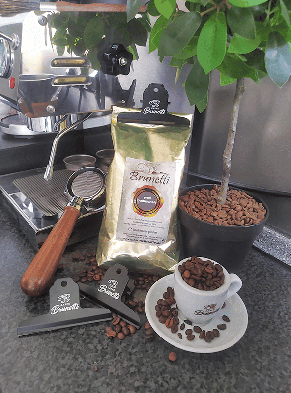 Caffè Brunetti Kaffee Beutel Verschlussklammer Klip 10cm mattschwarz – Bild 3