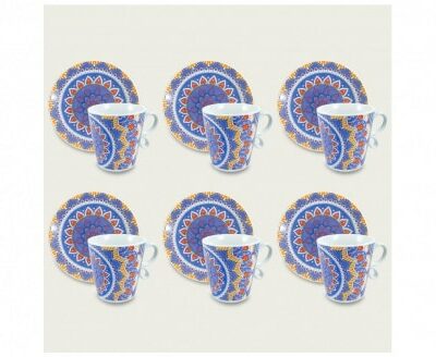 Arca Set 6 Elegante Espressotassen Kyoto mit Untertasse Blau