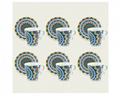 Arca Set 6 Elegante Espressotassen Kyoto mit Untertasse Grün