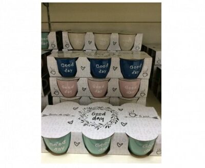 Set 6 Espressotassen Frühstückstasse Good Day mit Untertasse