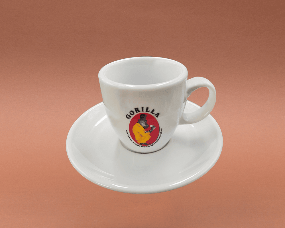 Gorilla Dickwandige Espresso Tasse mit Untertasse