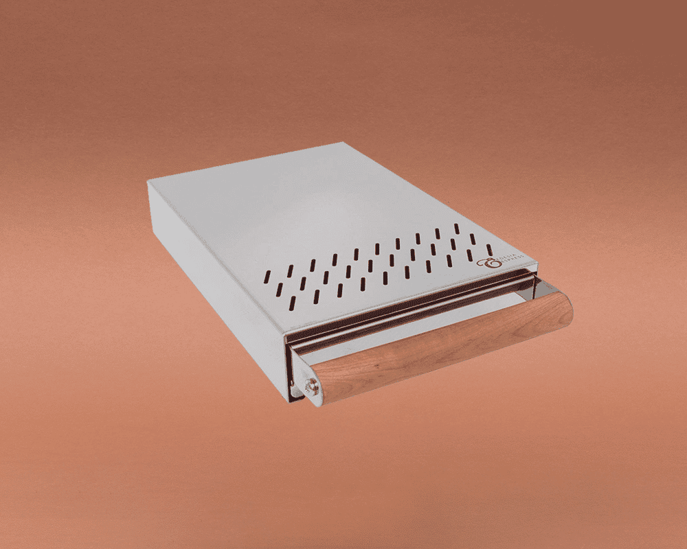 Sudschublade für Espressomaschinen Abschlagkasten mit Holzgriff 200 x 300 x 55 mm